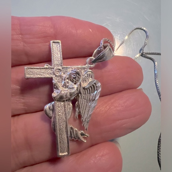 Vintage Very Rare 1ofaKind .925 Sterling Cross Necklace - Picture 3 of 5